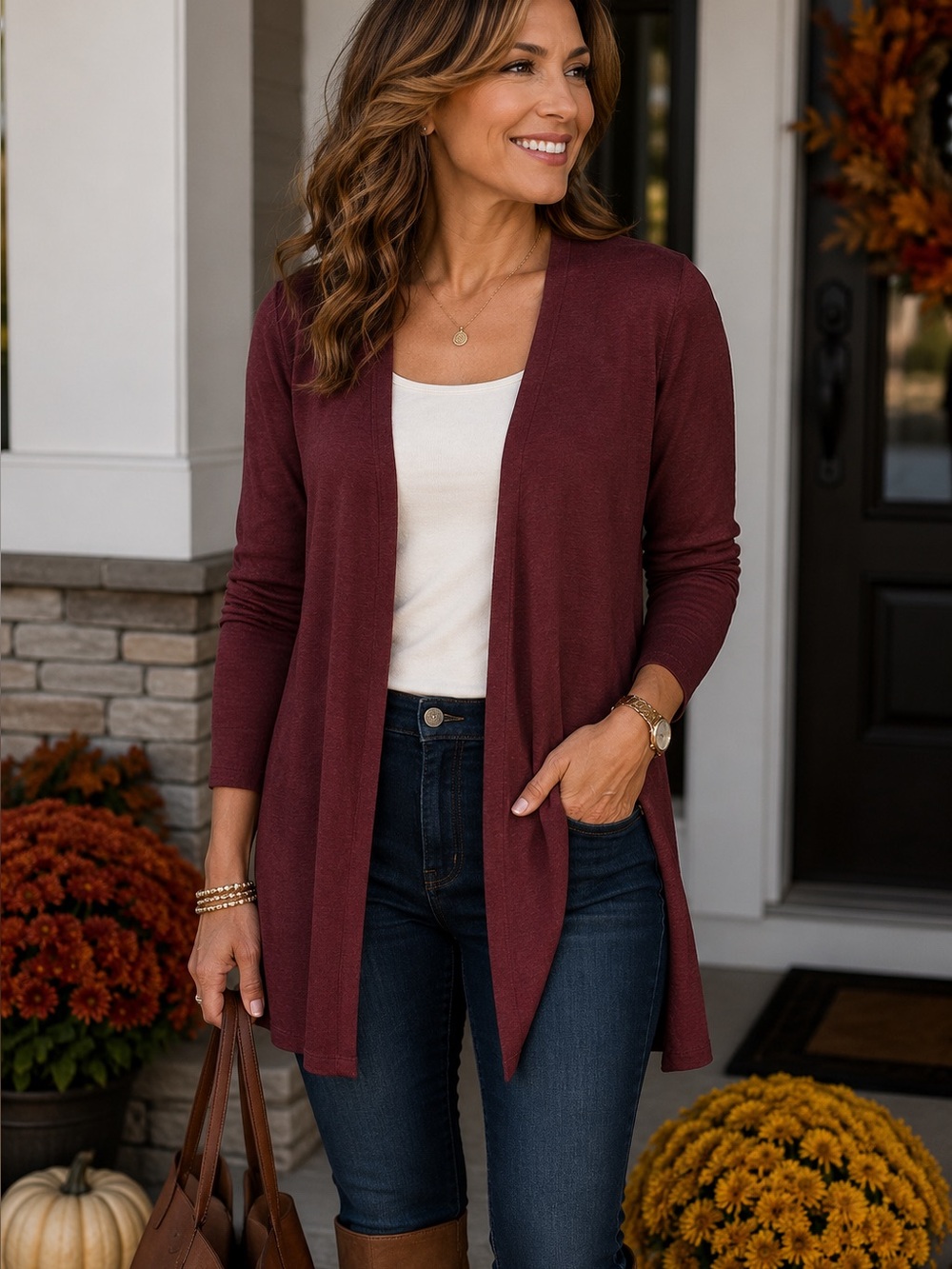 Chico’s The Ultimate Tee Burgundy Open Front Cardigan XL Size 3